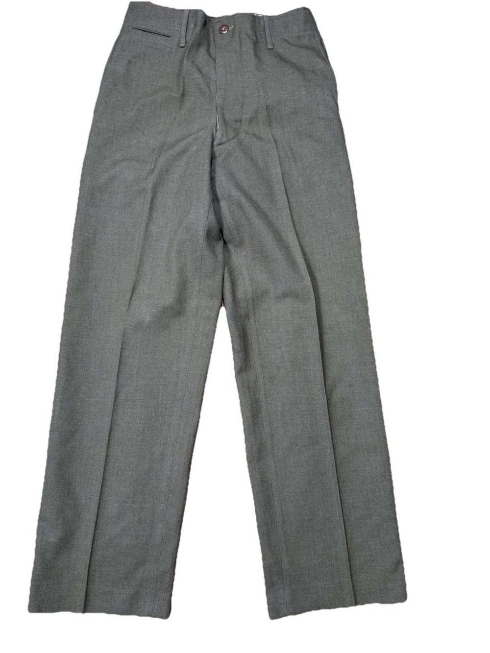Vtg US Military Wool Trousers Olive Drab High Rise Service Pants 1940s 30x31